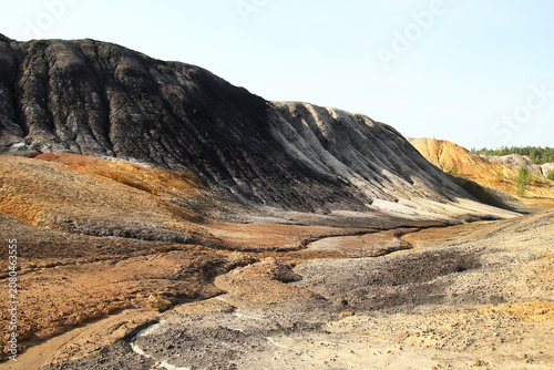Fotografie Unusual view of the earth surface from refractory clay quarry.