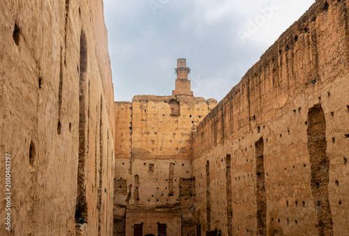 Ancient Earth Walls of Historic Royal Palace Ruins in Marrakech