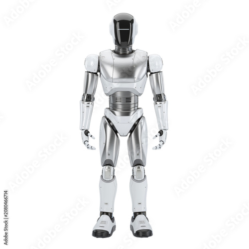 Humanoid Robot Standing Isolated on White