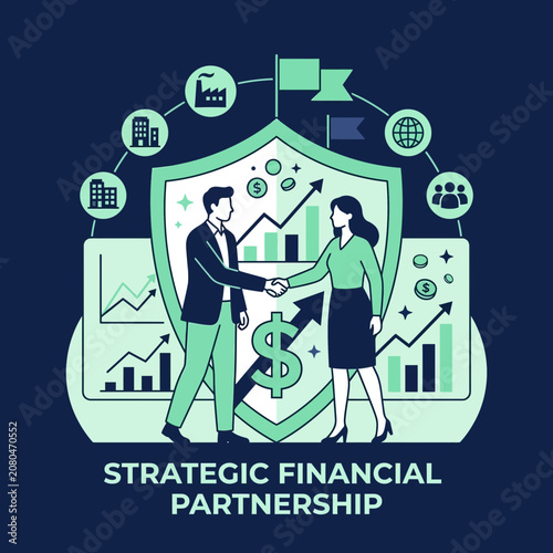 Strategic Financial Partnership And Business Growth Concept Illustration