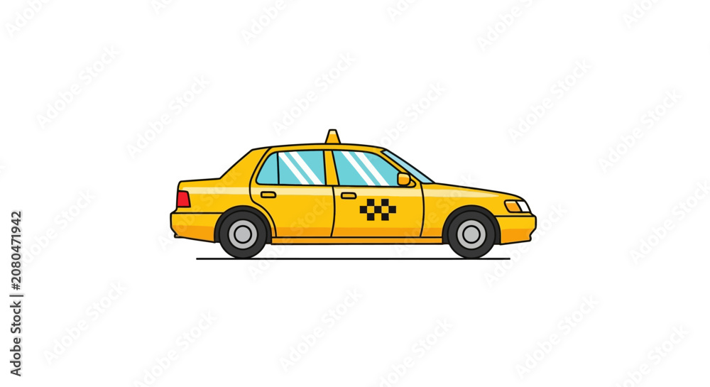 Obraz premium Yellow Taxi Cab Side View.