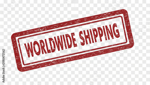 Worldwide Shipping red rubber stamp isolated on transparent background with distressed texture effect