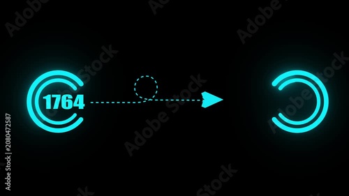 Futuristic digital timeline animation with glowing neon UI and year transition motion,4k video.