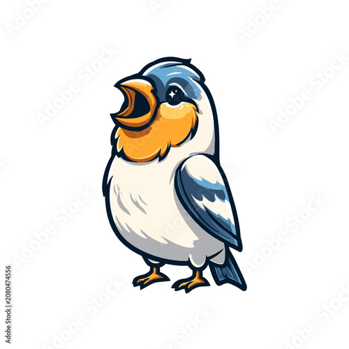 Cute cartoon bird with open beak vector illustration