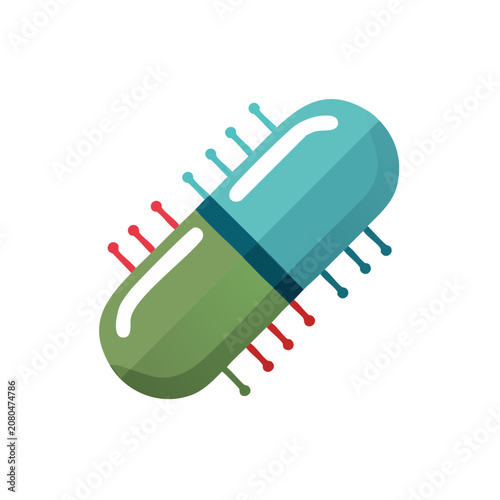 Flat vector icon of a spiked capsule or virus