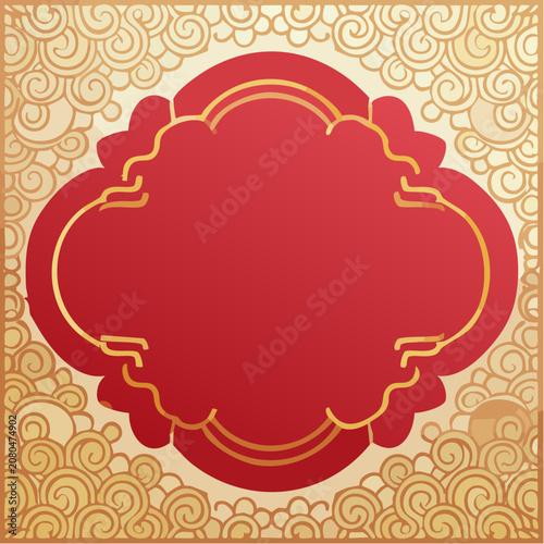 Ornate Red and Gold Decorative Frame with Scrollwork Pattern