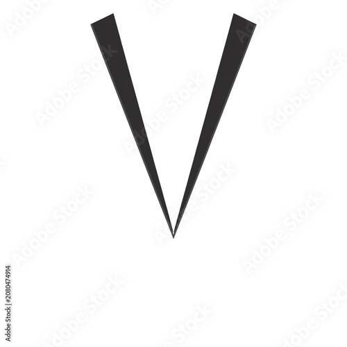 Minimalist black letter V vector