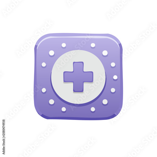 Purple medical cross icon with white plus sign
