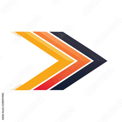 Abstract Chevron Arrow with Gradient Stripes Vector