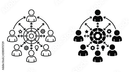 Centralized team management and integrated business operations icon