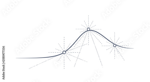 Konstfotografi Abstract illustration of a Bezier curve with control points and tangents