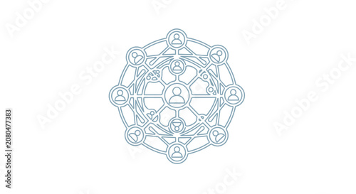 Obraz na płótnie Social network concept with connected people icons in a circular arrangement