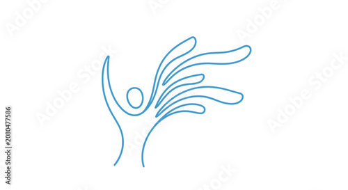 Canvastavla Abstract figure with flowing blue wings reaching upwards.
