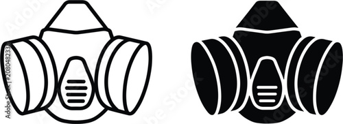 Konstfotografi Respirator gas mask icon set, protective safety equipment vector collection isol