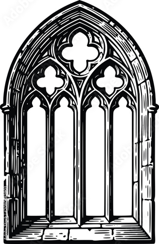 Gothic Cathedral Arch Window Decorative Frame Vector