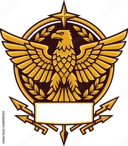 Golden Eagle Heraldic Crest Emblem Vector Illustration