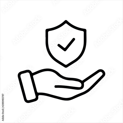 Schilderij op canvas Insurance hand icon in line style