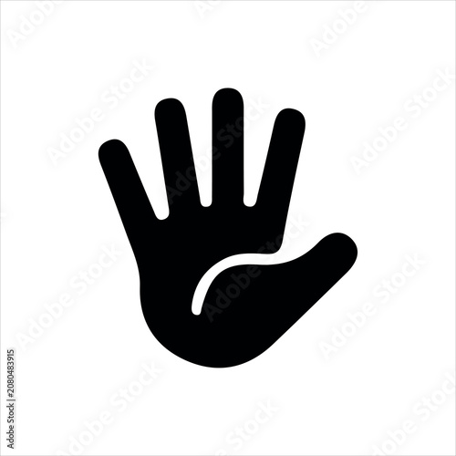 Raised hand with fingers splayed vector flat icon. Isolated raised hand emoji illustration