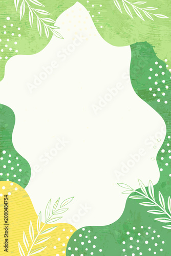 Green And Yellow Leaf Frame Abstract Vector Illustration