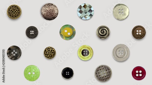 Abstract vintage buttons pattern, chaotic flickering retro UI elements, seamless motion design