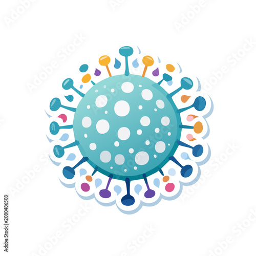 Colorful virus particle vector illustration with spike proteins
