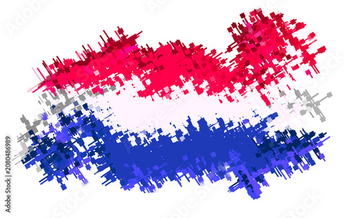 Abstract Netherlands flag background with flowing red white and blue waves for modern creative design projects