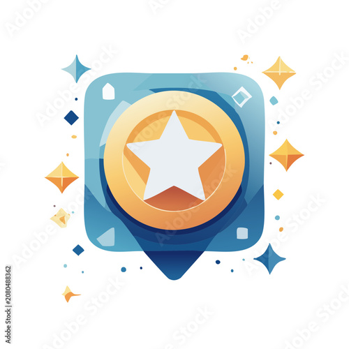 Flat design location pin with star icon