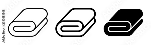 Εκτύπωση καμβά Folded Towel Icon Set, three variations of a rolled textile, clean black and whi
