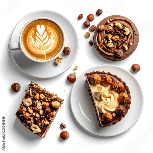 Delicious Coffee and Nut Topped Chocolate Cake Slices.