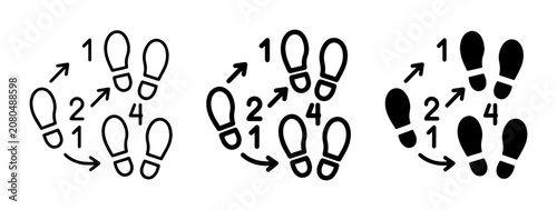 Dance Steps Vector Icons, Footprint Movement Sequence, Choreography Guide, Black and White Graphic Resources
