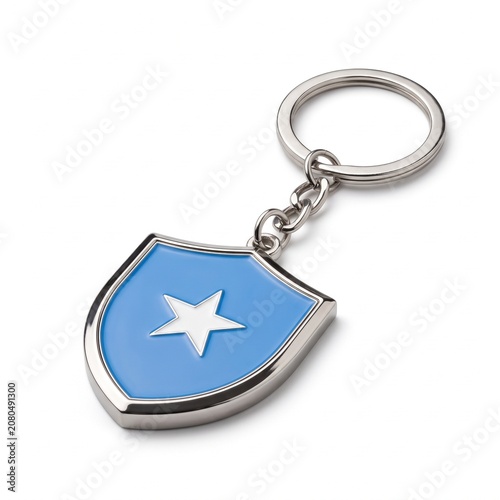 Realistic Metal Keychain with Enameled Somalia National Flag Pendant.