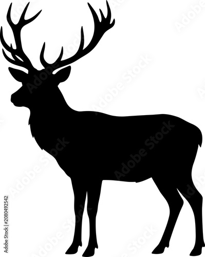 Billede på lærred vector can editable Elegant profile silhouette of a forest stag standing still i