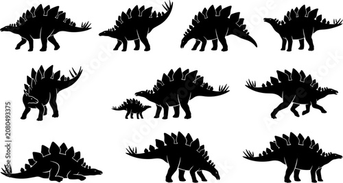 Fotografie vector can editable Prehistoric silhouette collection of the stegosaurus featuri