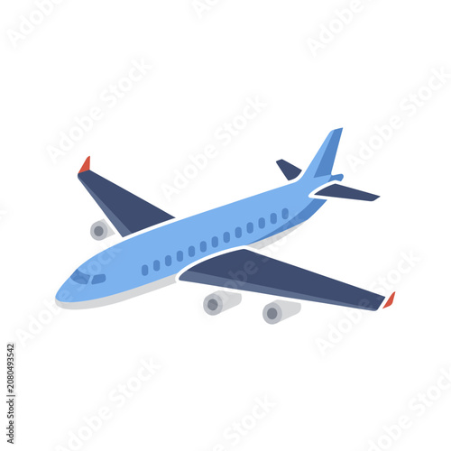 Flat illustration of a passenger airplane in side view