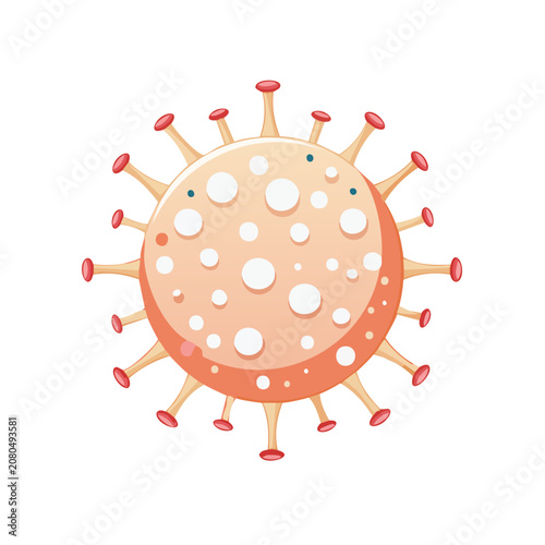 Flat illustration of a virus with spike proteins
