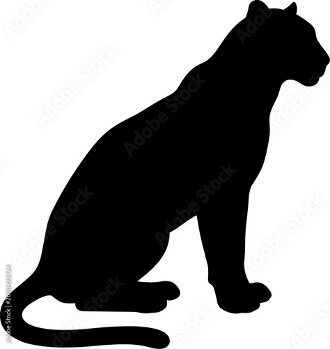 Obraz na plátně vector can editable Stoic sitting panther silhouette exuding quiet power and pre