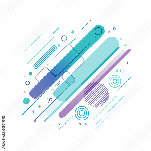 Abstract Geometric Shapes with Blue and Purple Gradient