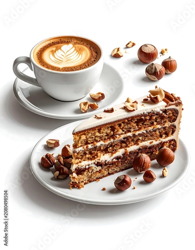 Delicious Layer Cake with Cappuccino and Hazelnuts.