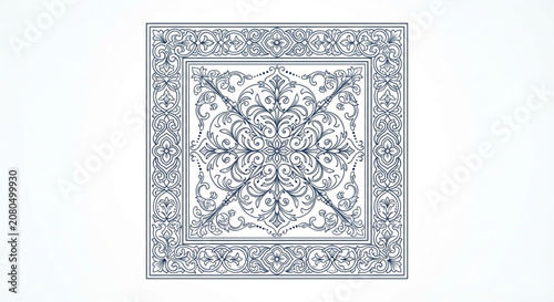 Slika na platnu ornate square floral vintage frame design