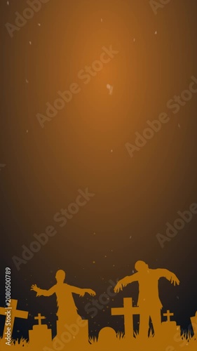 Dark Halloween Graveyard Background with Golden Moonlight and Bats