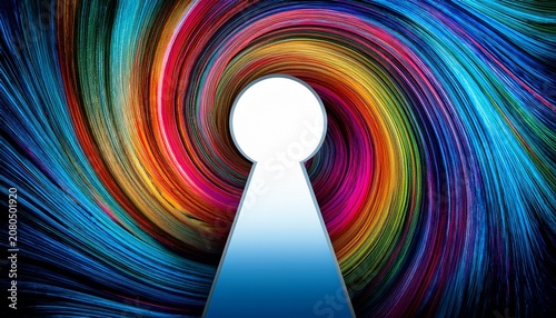 Hypnotic Visual Experience Abstract Keyhole And Swirling Patterns Of Vibrant Colors Leading To A Sense Of Mystery And Discovery