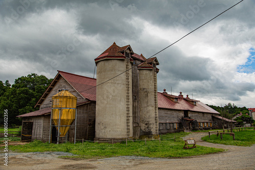 Old two abandoned silos in Japan 