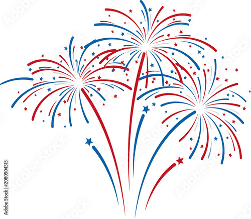 Colorful Fireworks Blooming in the Night Sky on a Black Background Vector Illustration for New Year Holiday Celebration and Festival Decoration-4th of july banner, modern fireworks clipart, wallpaper