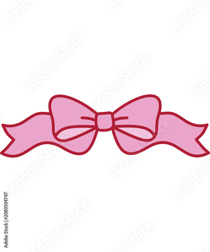 Hand drawn pink ribbon bow illustration, cute coquette bow knot isolated PNG on transparent background