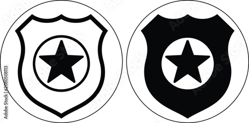 Quadro su tela Black and white sheriff badge icon with star