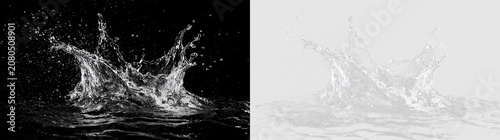 Billede på lærred Water splash created by an object hitting the surface on a transparent backgroun