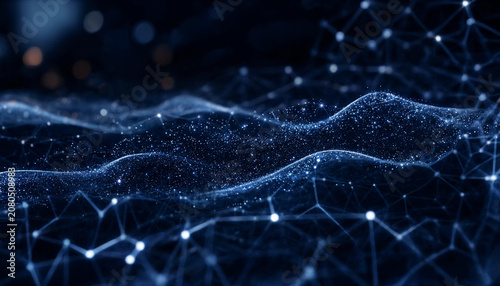 Photos Abstract digital network connection background, with glowing blue, nodes and lin