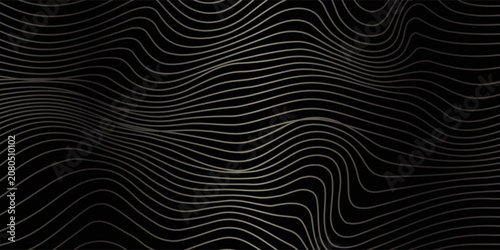 Obraz na plátně black and gold luxury background with dynamic wave composition
