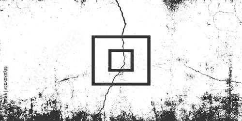 Vintage Grunge Wall Background with Distressed Letter and Number Elements, Black Ink Splatter Frame and Textured Vector Design