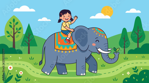 Flat illustration of a baby elephant